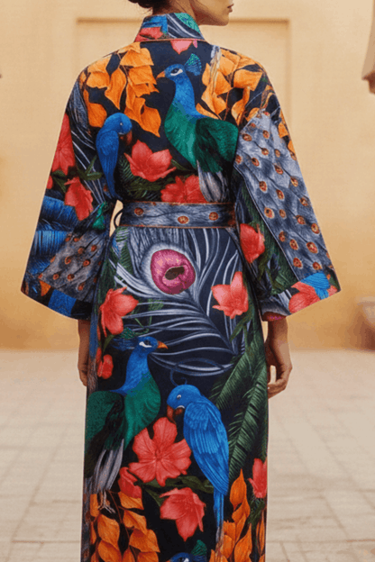 Lunar Bloom Silk-Cotton Robe