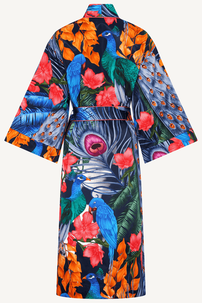 Lunar Bloom Silk-Cotton Robe